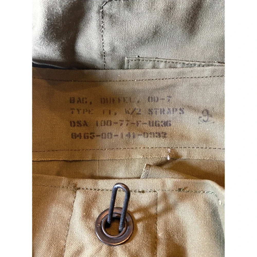 Vintage US Military Olive Drab Duffel SeaBag Vietnam Era to 70s Backpack Straps